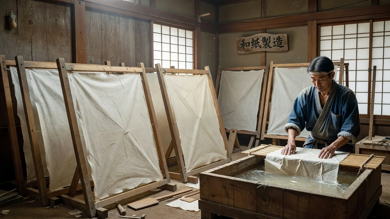 和紙漉きの現場
