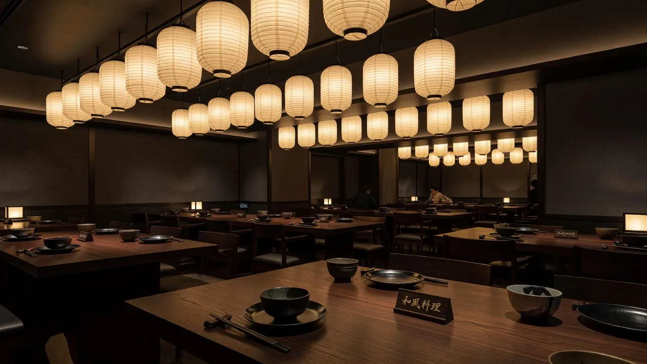 日本料理店の提灯照明